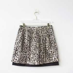 Club Monaco Skirt 2 Mini Gold Metallic XS‎ Sparkle Bling Brocade Casual Party